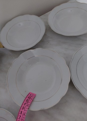 Beyaz Kenarlı Porselen Yemek Tabakları - Görsel 5