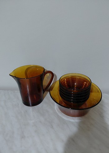 Duralex Kahverengi Cam Sürahi ve Kase Seti - Görsel 6