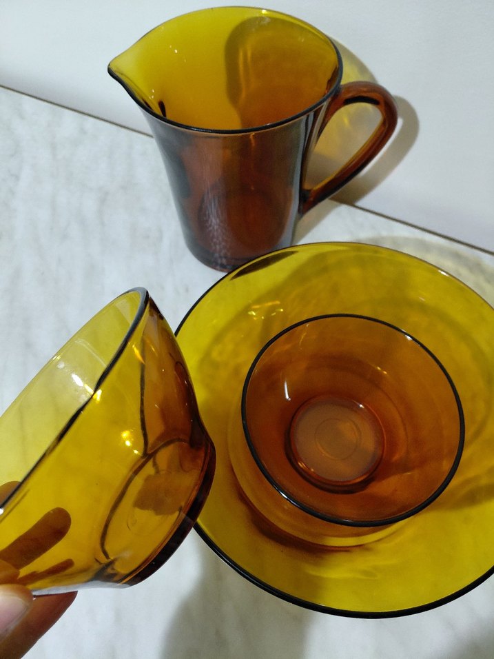 Duralex Kahverengi Cam Sürahi ve Kase Seti - Görsel 4