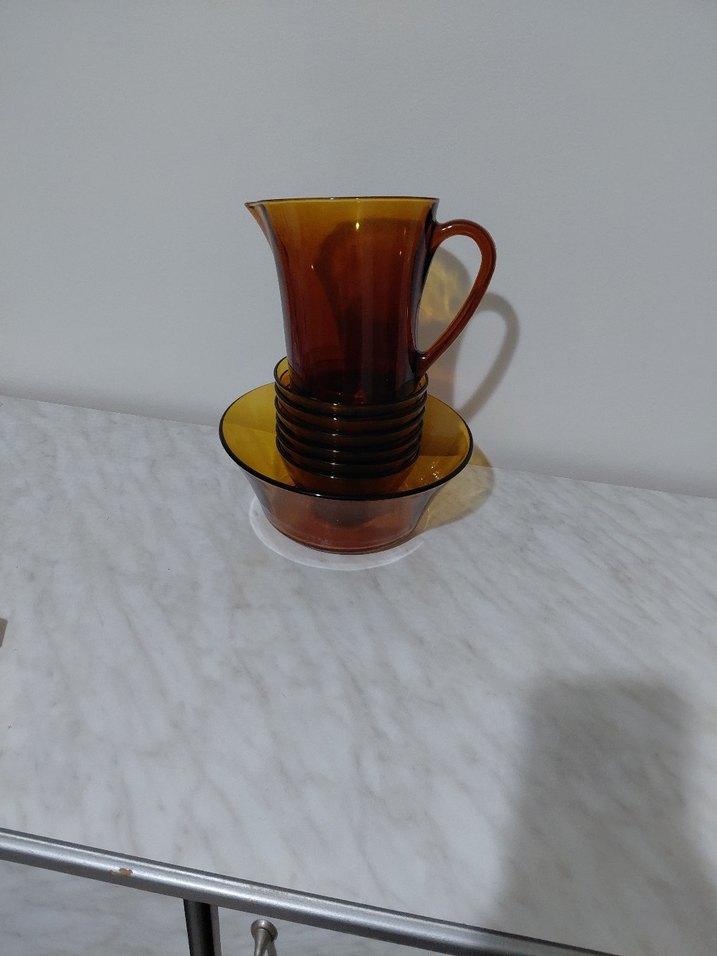 Duralex Kahverengi Cam Sürahi ve Kase Seti - Görsel 3