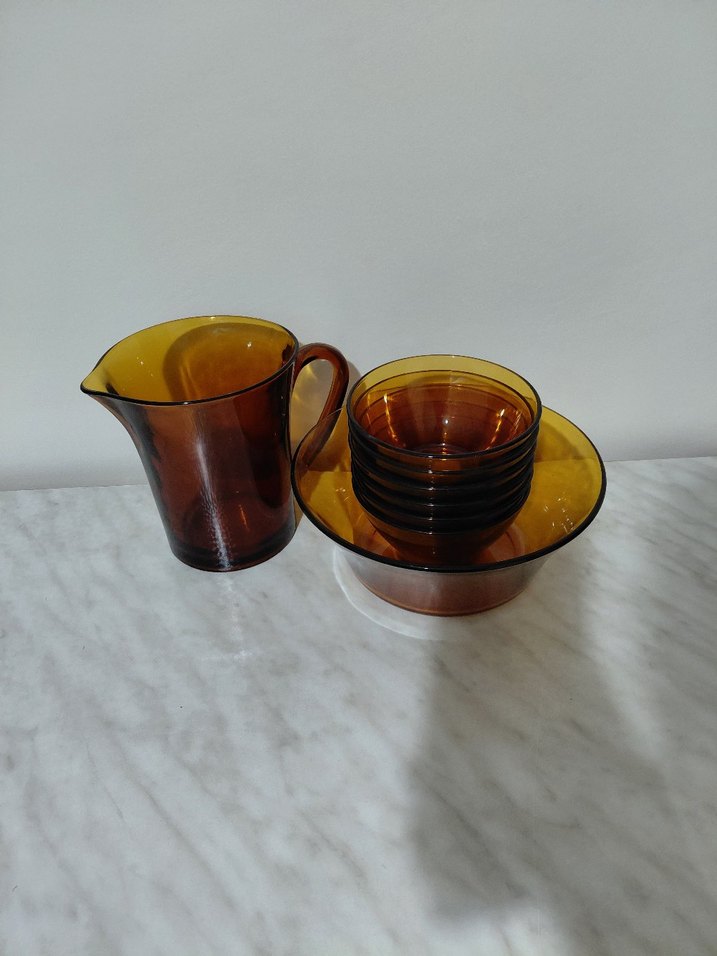 Duralex Kahverengi Cam Sürahi ve Kase Seti - Görsel 2