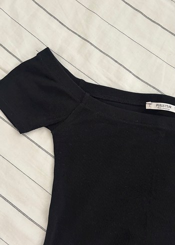l Beden siyah Renk Kadın Siyah Mini Crop Top kayık yaka