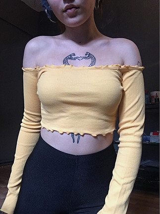 s Beden sarı Renk Crop üst