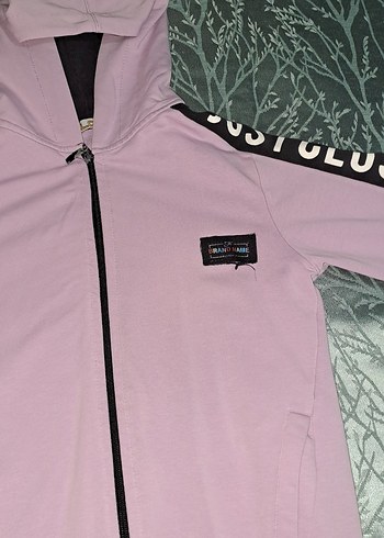 xs Beden Kadın Pembe Kapüşonlu Fermuarlı Sweatshirt
