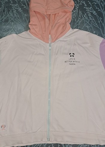11-12 Yaş Beden pembe Renk Kız Çocuk Kapüşonlu Fermuarlı Sweatshirt
