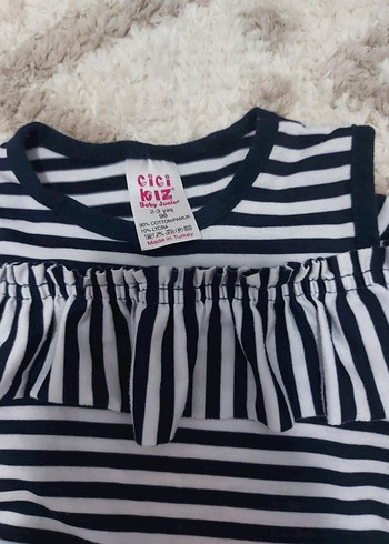 Diğer Kız Çocuk Gri Beyaz Zebra Desenli Fırfırlı Elbise