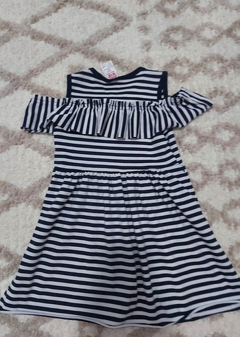 Kız Çocuk Gri Beyaz Zebra Desenli Fırfırlı Elbise
