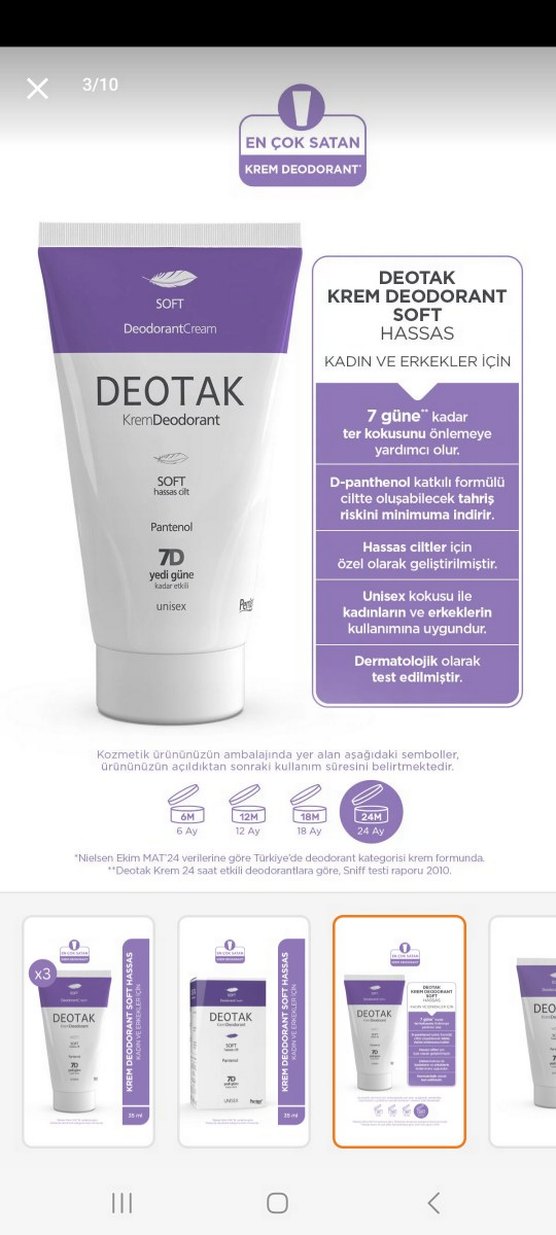 Deotak Soft Krem Deodorant 35ml Hassas Cilt - Görsel 2