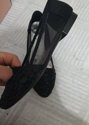 40 Beden siyah Renk Siyah Payetli Taşlı Kadın Babet