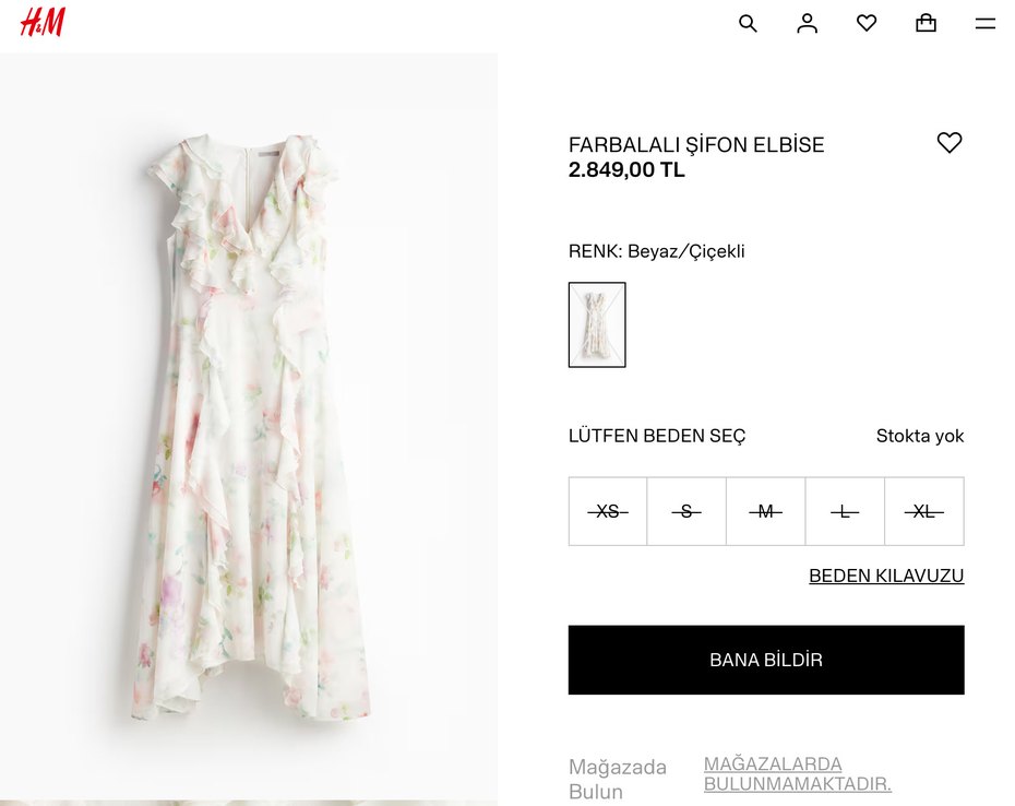 şifon h&m elbise - Görsel 2