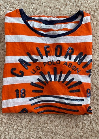 Turuncu Çizgili Kız Tişörtü - Görsel 2