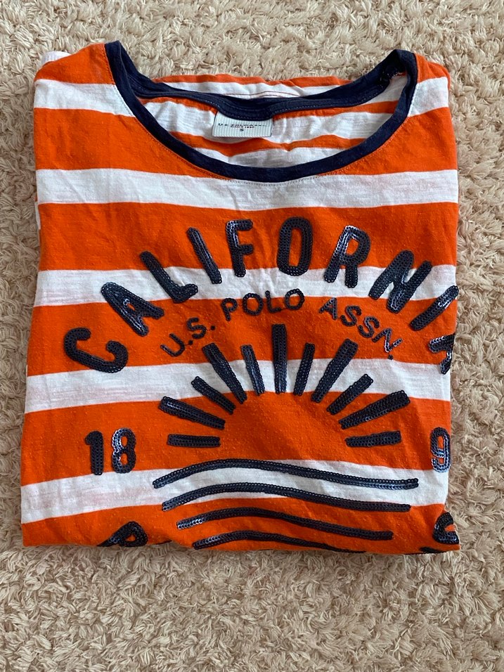 Turuncu Çizgili Kız Tişörtü - Görsel 2