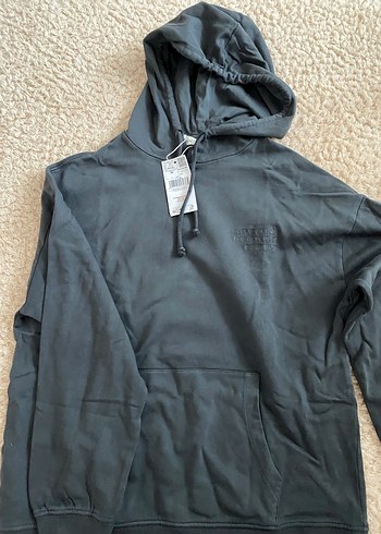 kadın antrasit kapüşonlu sweat - Görsel 4