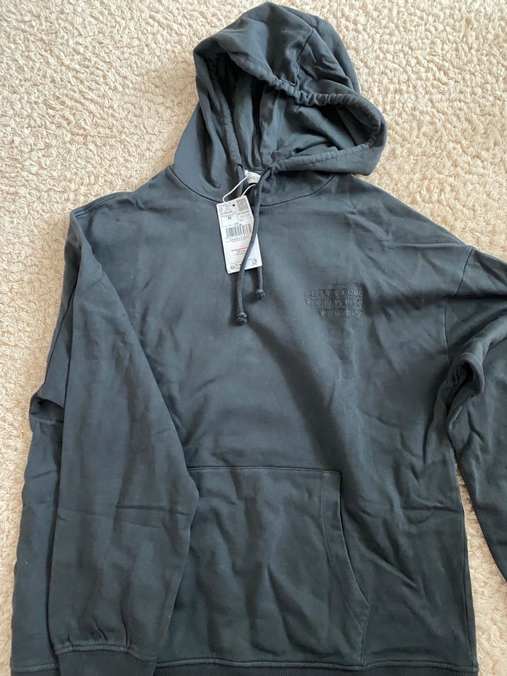 kadın antrasit kapüşonlu sweat - Görsel 4