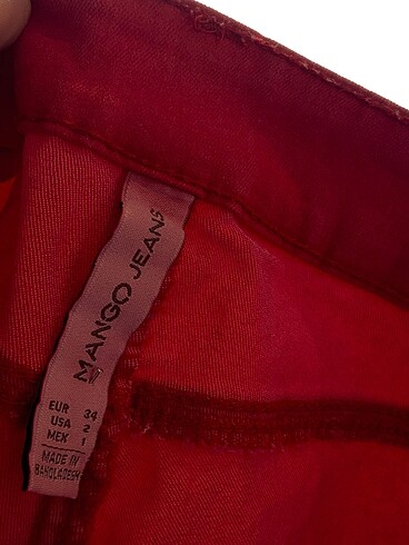 34 Beden kırmızı Renk Mango Jean / Kot %70 İndirimli.