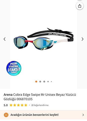 Arena Cobra Edge Swipe Mr Unisex Beyaz Yüzücü Gözlüğü - Görsel 5