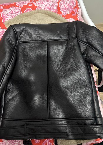 Suni kürklü biker ceket - Görsel 5