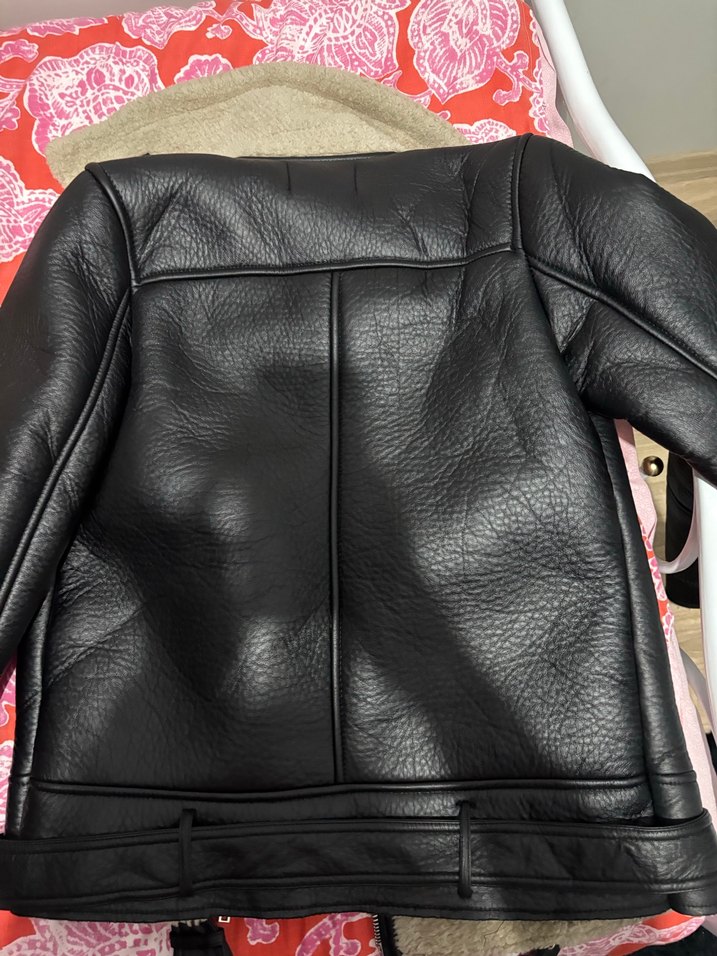 Suni kürklü biker ceket - Görsel 5