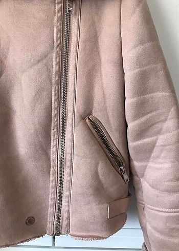 Bej Süet Kadın Ceket Kürklü Yaka - Görsel 4