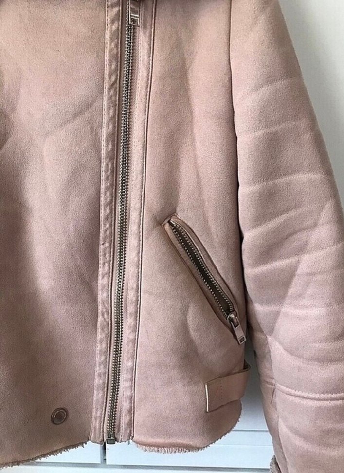 Bej Süet Kadın Ceket Kürklü Yaka - Görsel 4