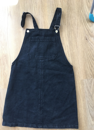 Topshop M beden siyah kot salopet