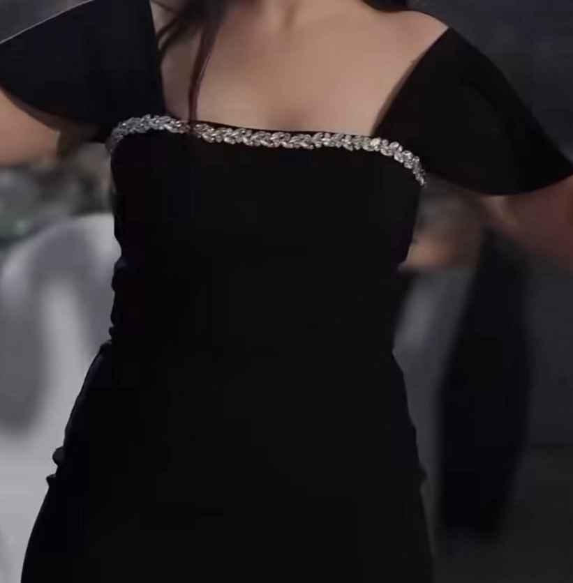 Siyah Taş Detaylı Uzun Straplez Elbise - Görsel 2