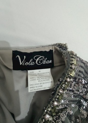 Gri Pul Detaylı Uzun Abiye Elbise - Görsel 4