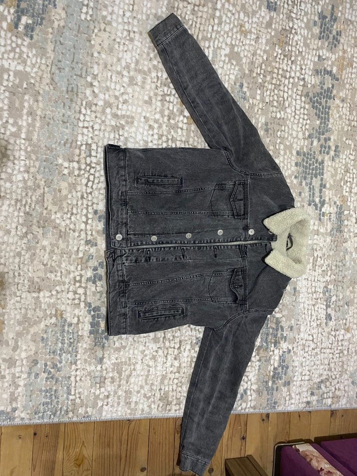 Gri Düğmeli erkek Denim Ceket - Görsel 2