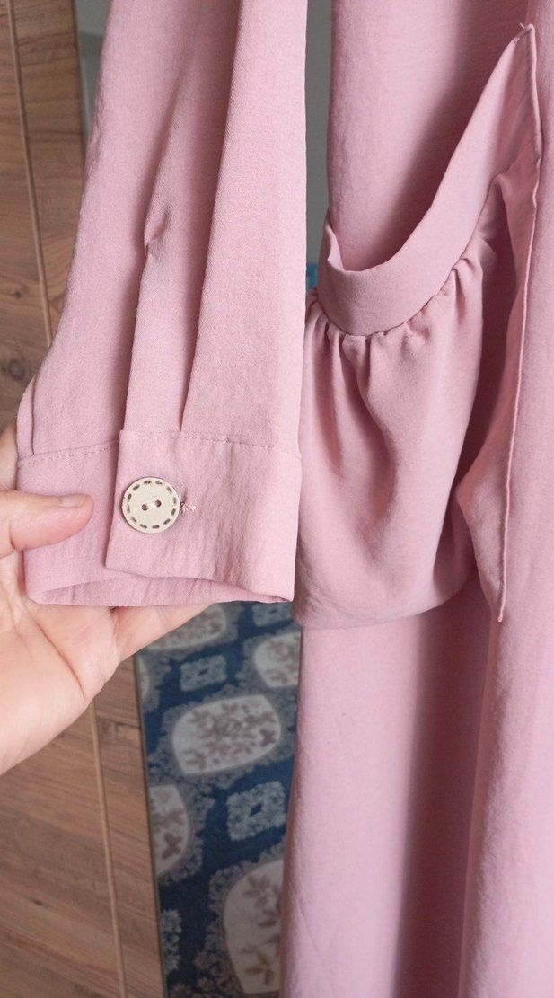 Uzun Kollu Düğmeli Pembe Hamile Bluzu yeniden farksiz - Görsel 3