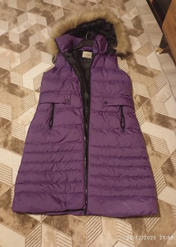 Mor Kürklü Kadın Şişme Yelek - Görsel 5