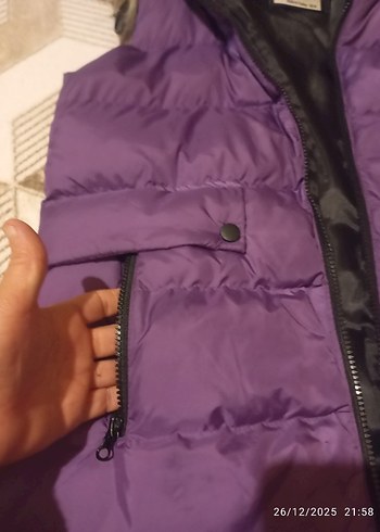 Mor Kürklü Kadın Şişme Yelek - Görsel 6