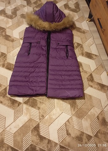 Mor Kürklü Kadın Şişme Yelek - Görsel 2