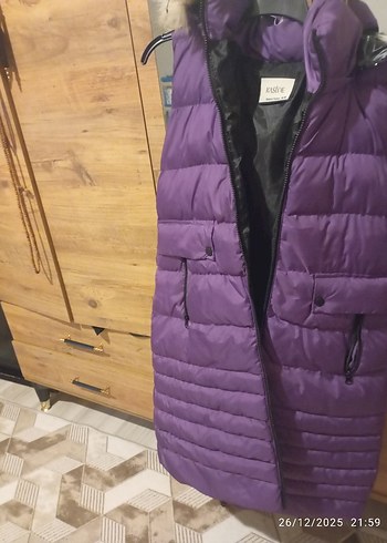 Mor Kürklü Kadın Şişme Yelek - Görsel 4