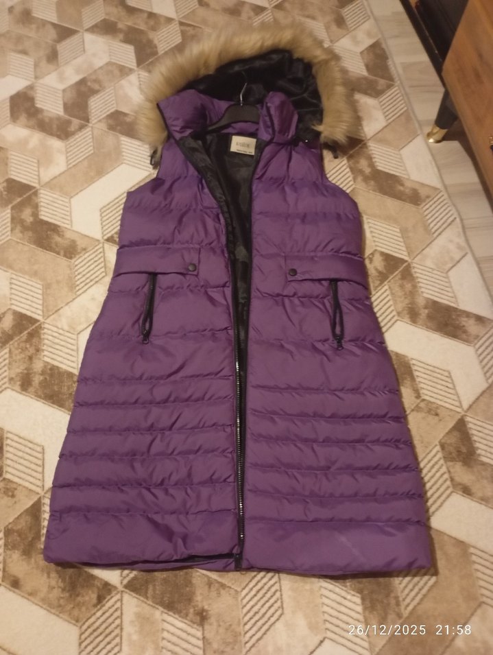 Mor Kürklü Kadın Şişme Yelek - Görsel 5