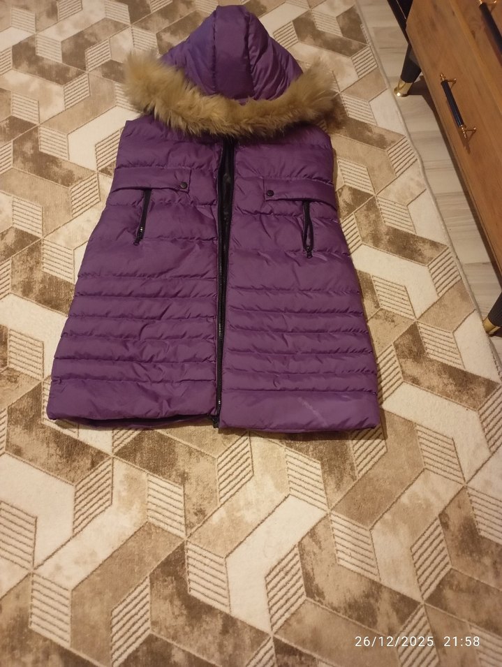 Mor Kürklü Kadın Şişme Yelek - Görsel 2