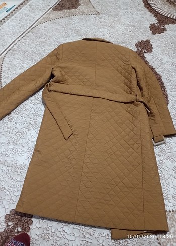 Düğmeli Uzun Kahverengi Kadın Kaban - Görsel 4