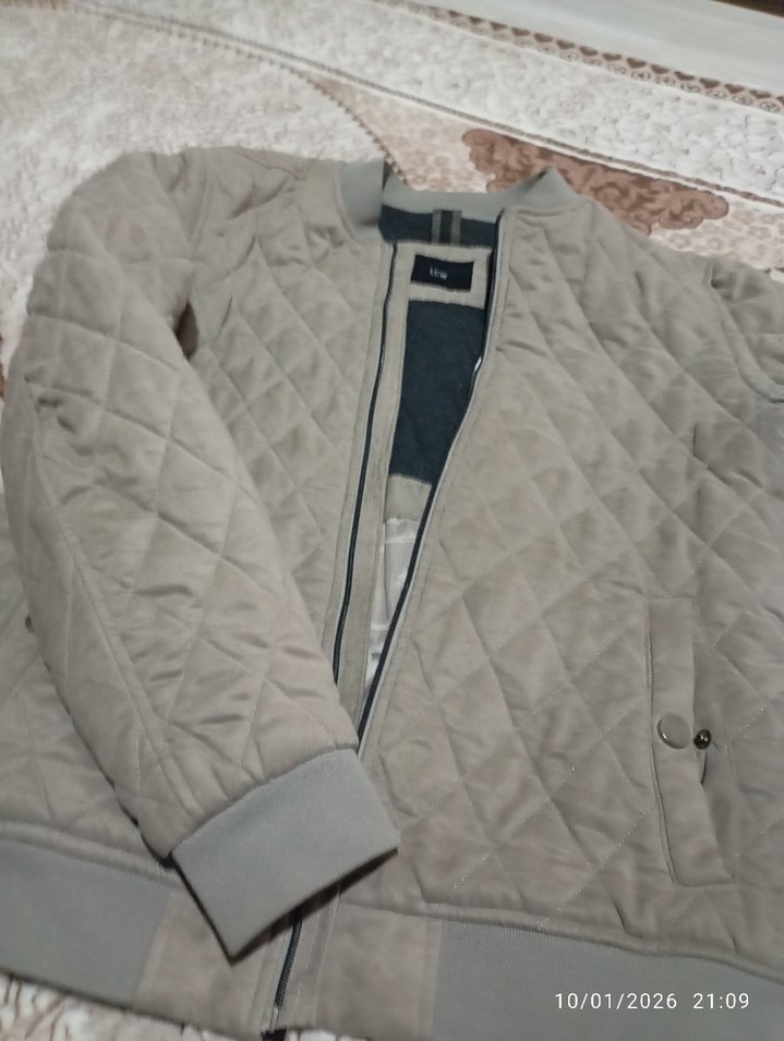 Gri Süet Erkek Kısa Mont çok az gelişmiş - Görsel 5