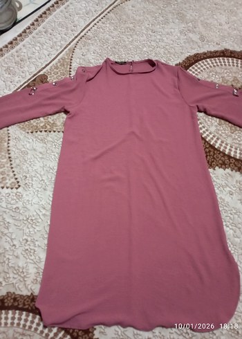 Bordo Düğmeli Uzun Kollu Kadın Tunik - Görsel 6