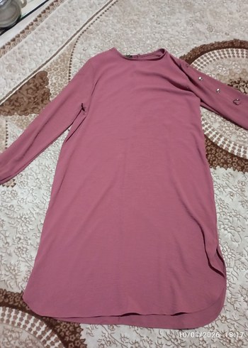 Bordo Düğmeli Uzun Kollu Kadın Tunik - Görsel 8