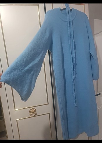 Mavi Kemerli Uzun Salaş Elbise sif hiç giylmedi - Görsel 3