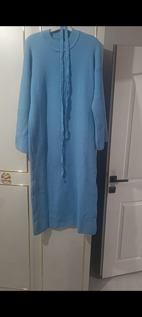 Mavi Kemerli Uzun Salaş Elbise sif hiç giylmedi - Görsel 2