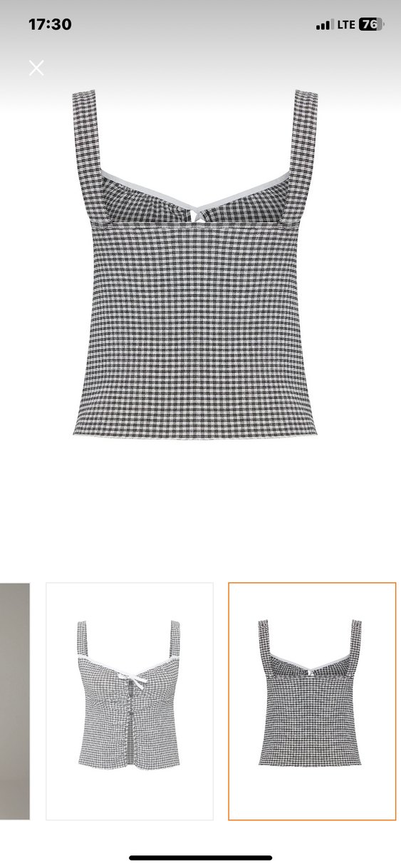 coquette Düğmeli Gri Kareli İnce Askılı Bustiyer - Görsel 2