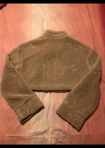 Bej Uzun Kollu Kısa Peluş Mont - Görsel 4