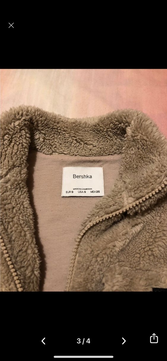 Bej Uzun Kollu Kısa Peluş Mont - Görsel 3