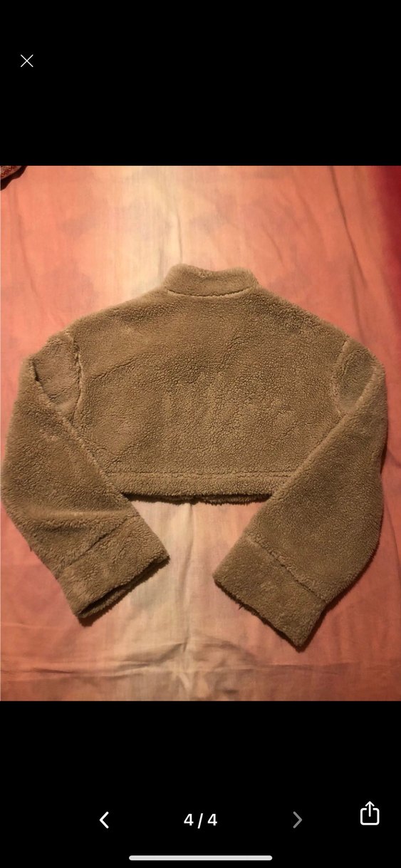 Bej Uzun Kollu Kısa Peluş Mont - Görsel 4