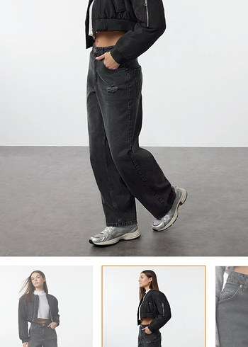 Gri Loose Fit Denim Kadın Jean - Görsel 5