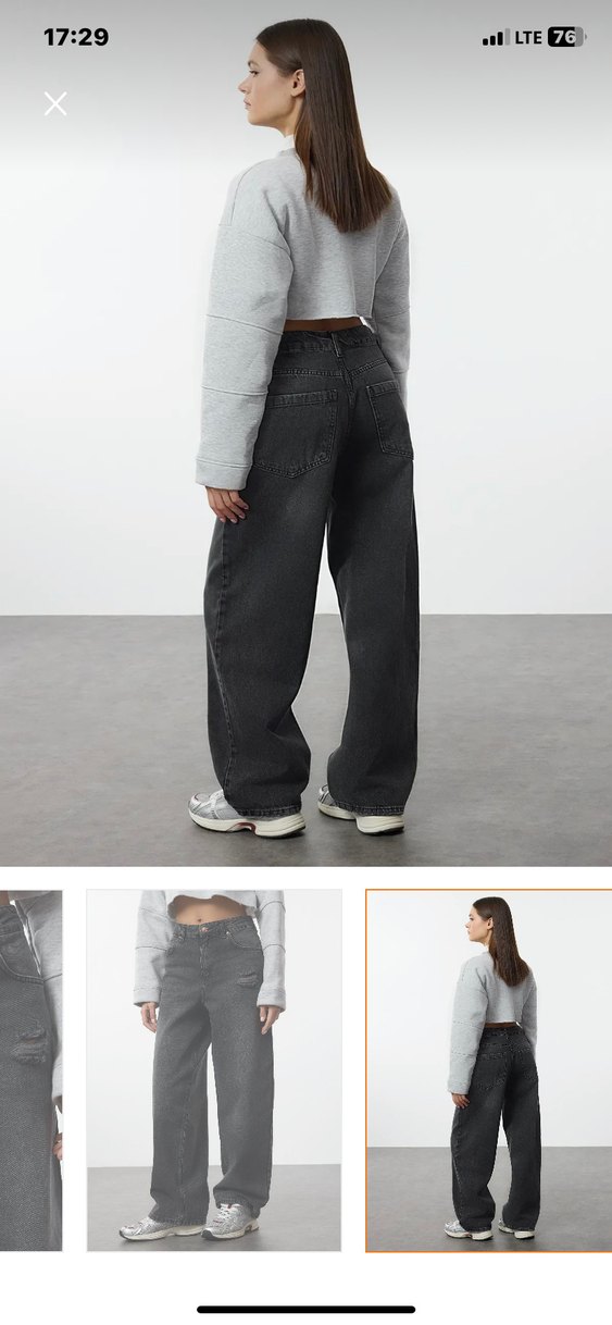 Gri Loose Fit Denim Kadın Jean - Görsel 2