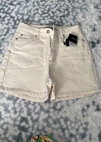Bej Kadın Mini Denim Şort