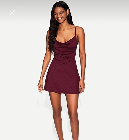 Bershka Bordo Elbise
