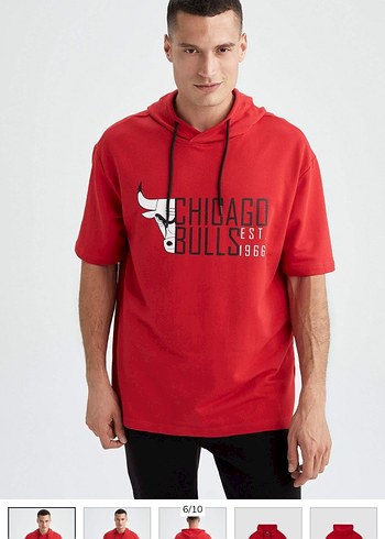 Defacto Kırmızı Kapüşonlu Kısa Kollu Sweatshirt